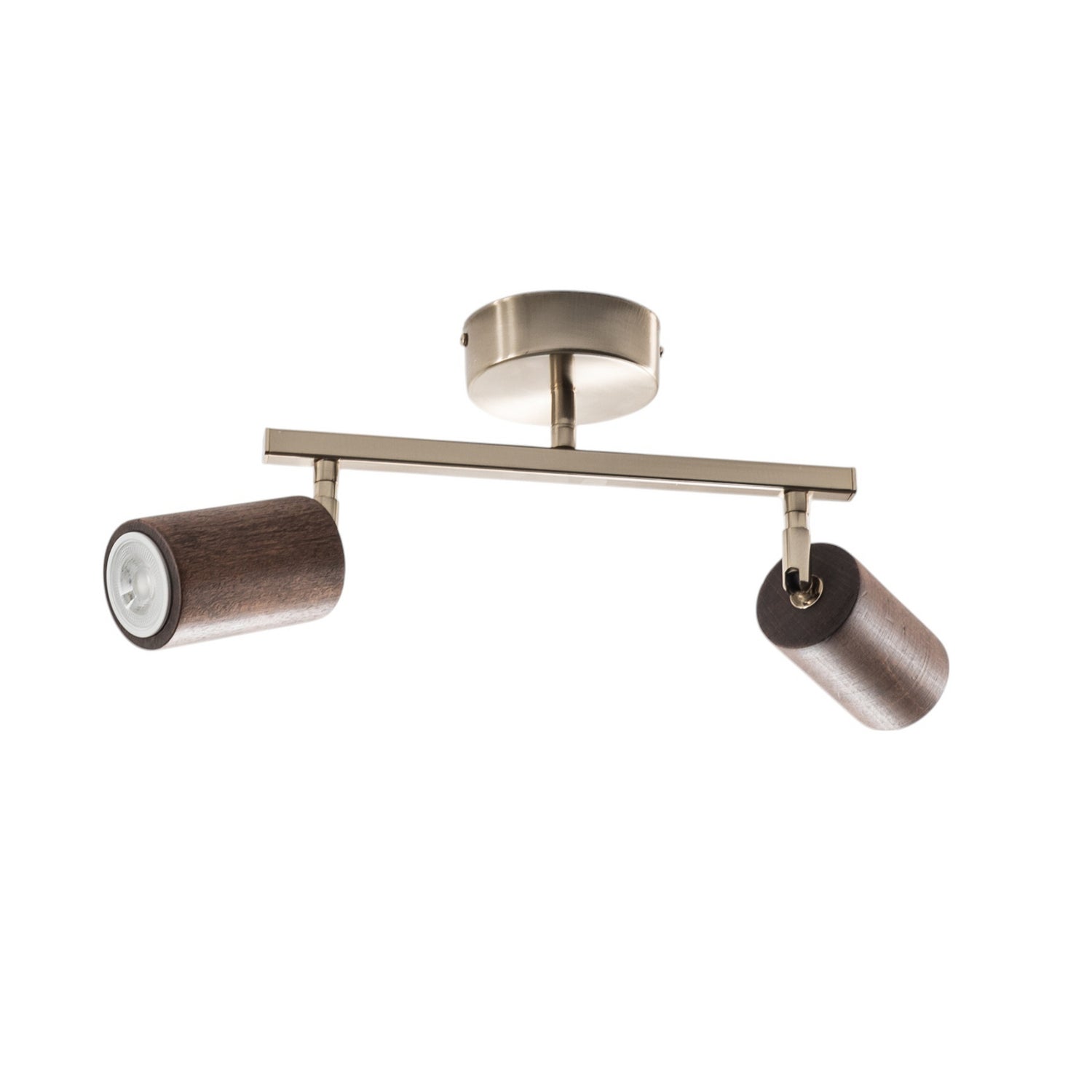 B-Ware Lucea Legno Deckenspot Leuchte Deckenleuchte Braun Messing 2 Flg Holz 23 Cm