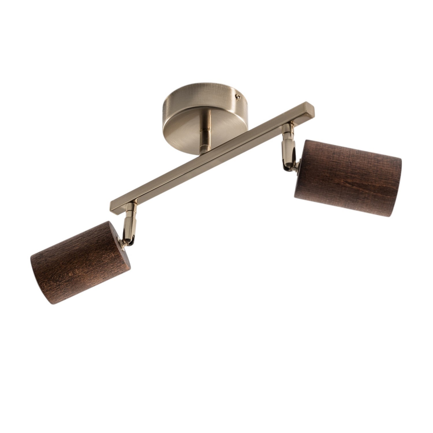 B-Ware Lucea Legno Deckenspot Leuchte Deckenleuchte Braun Messing 2 Flg Holz 23 Cm
