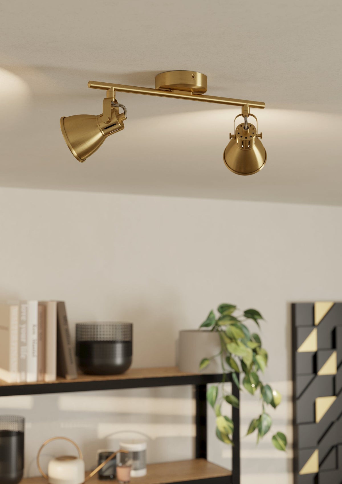 Eglo Deckenspot Seras LED Strahler 2-flammig gold gebürstet Lampe 37x6,5cm - 9008606235650