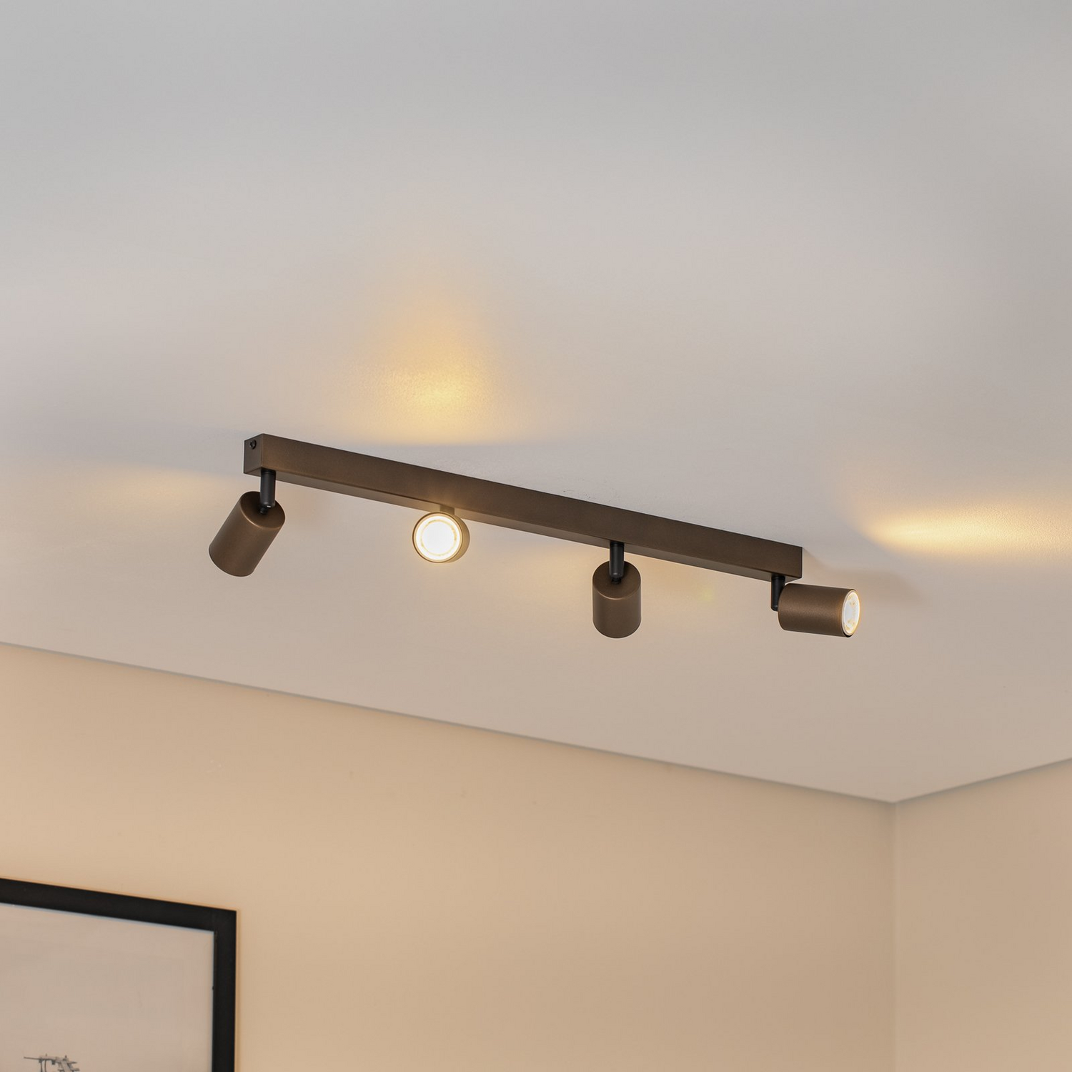 B-Ware Deckenspot Top Spotleuchte Leuchte Justierbar Braun Vierflammig Linear