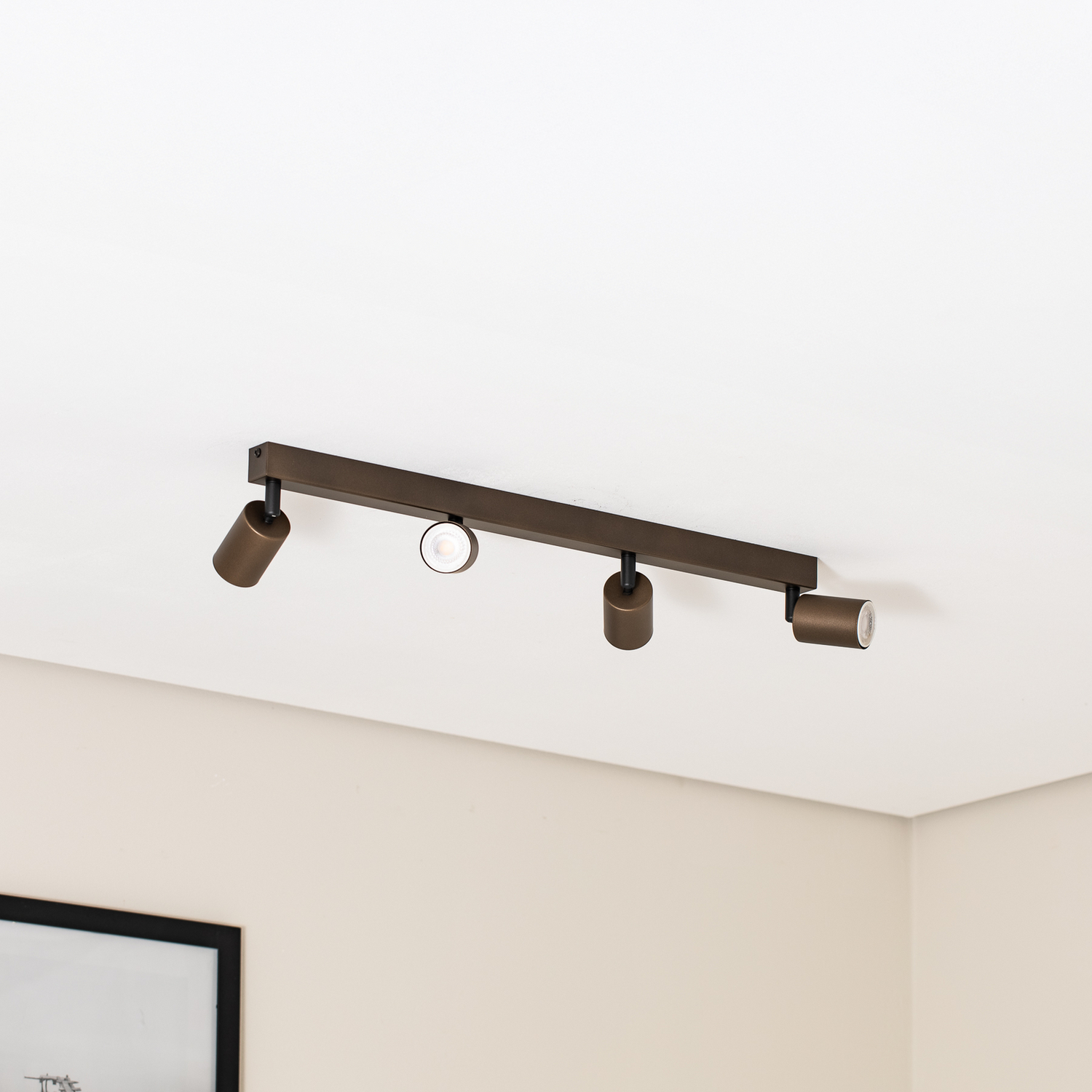 B-Ware Deckenspot Top Spotleuchte Leuchte Justierbar Braun Vierflammig Linear