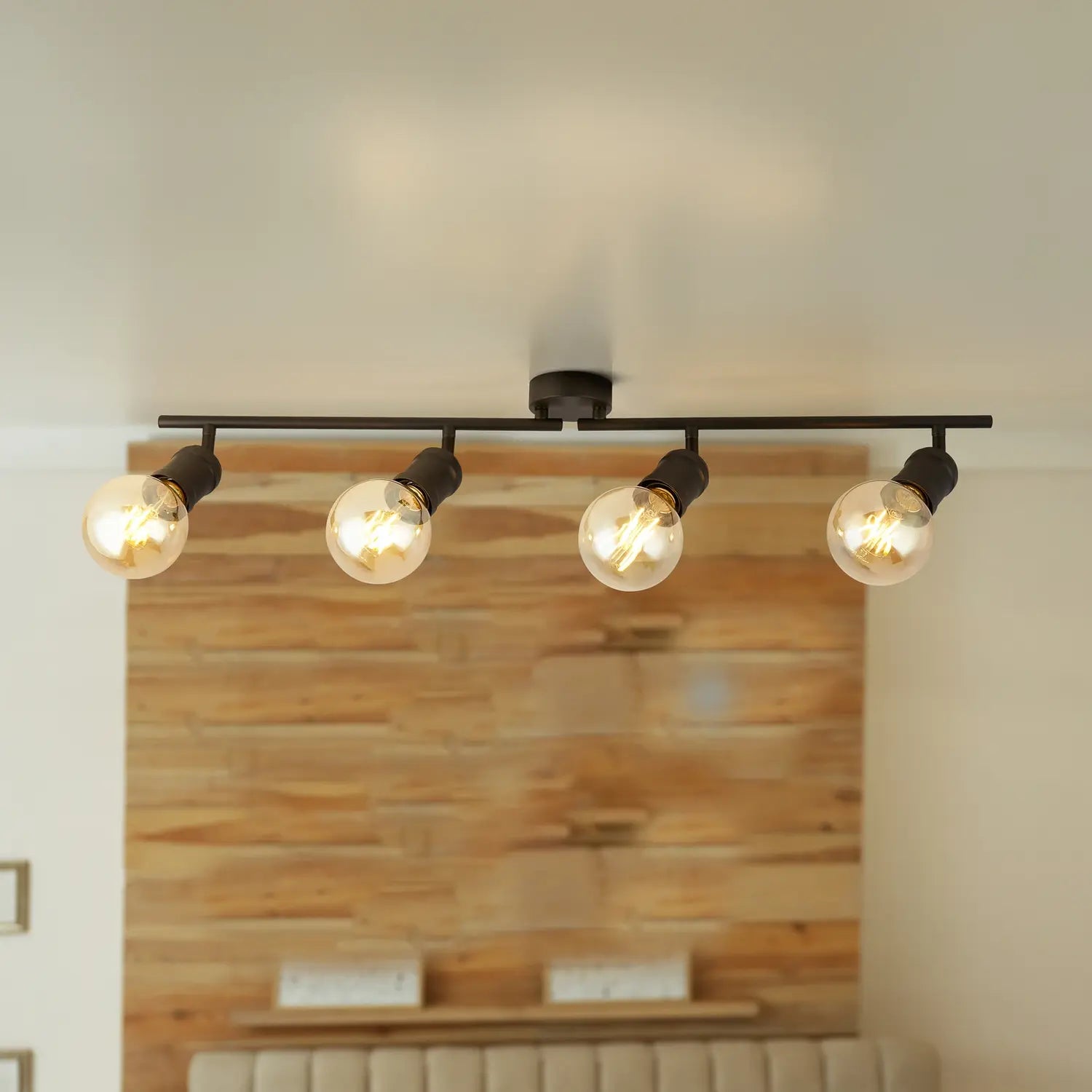 B-Ware Searchlight Deckenstrahler Spotleuchte Dance Schwarz Metall E27 4 Flammig 79 Cm - 5053423188720