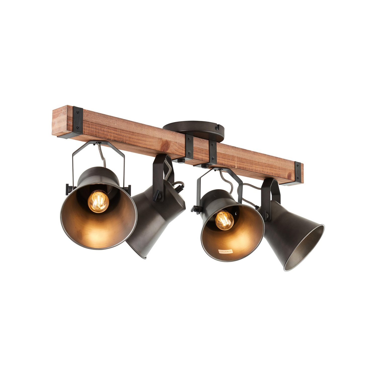 B-Ware Brilliant Deckenstrahler Decca Länge 78 Cm Schwarz Holz Deckenlampe Lampe Spot - 4004353361456