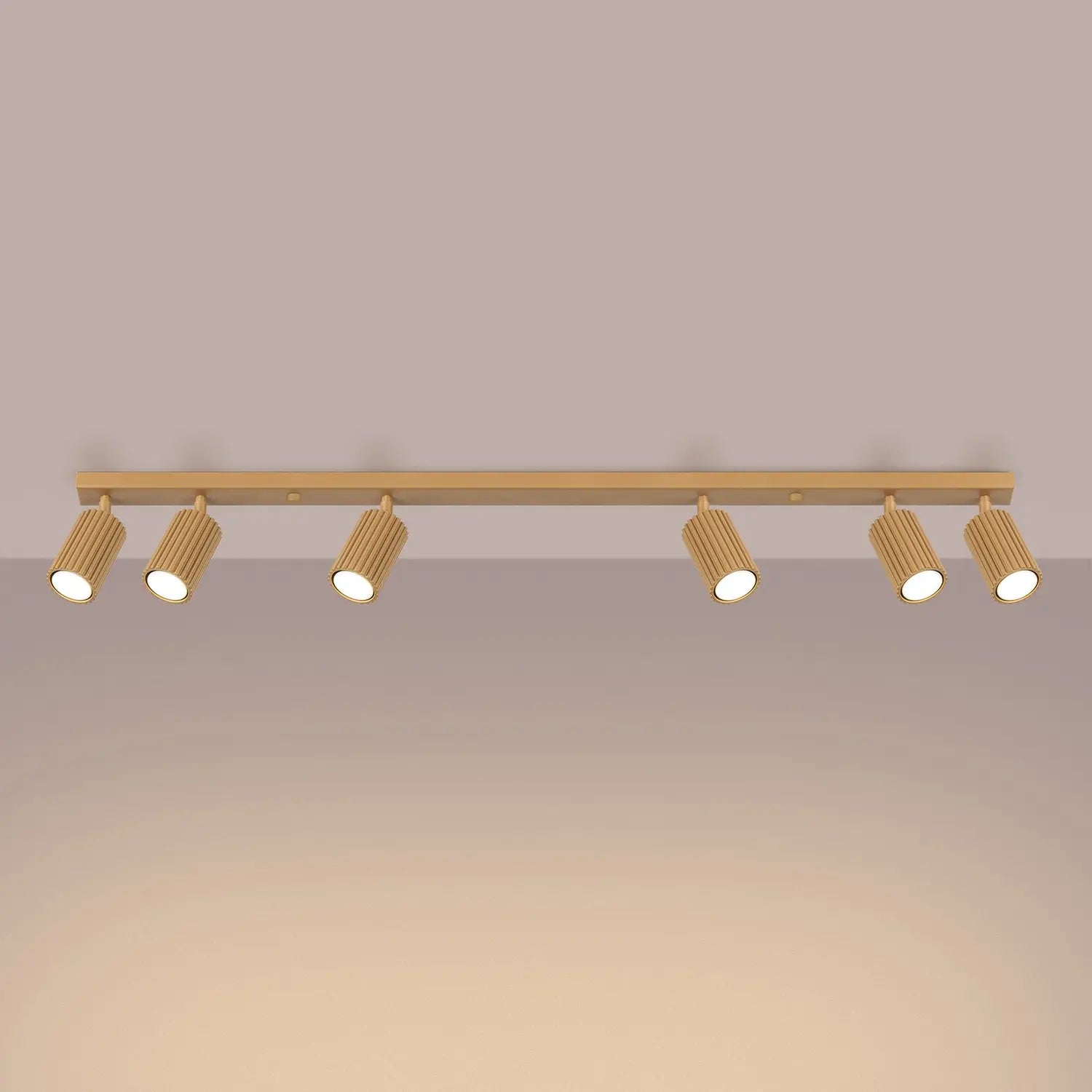 B-Ware Sollux Lighting Deckenstrahler Leuchte Lampe Gold Aluminium 117cm 6flg Karbon - 5907073000447