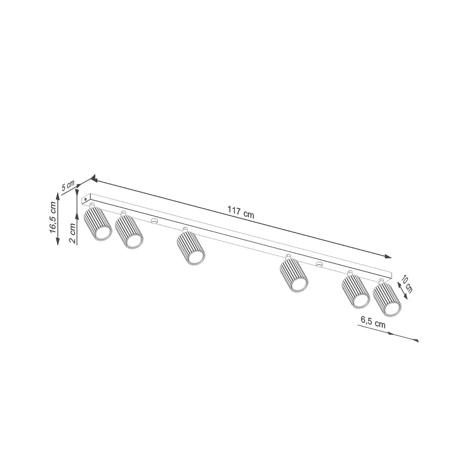 B-Ware Sollux Lighting Deckenstrahler Leuchte Lampe Gold Aluminium 117cm 6flg Karbon - 5907073000447