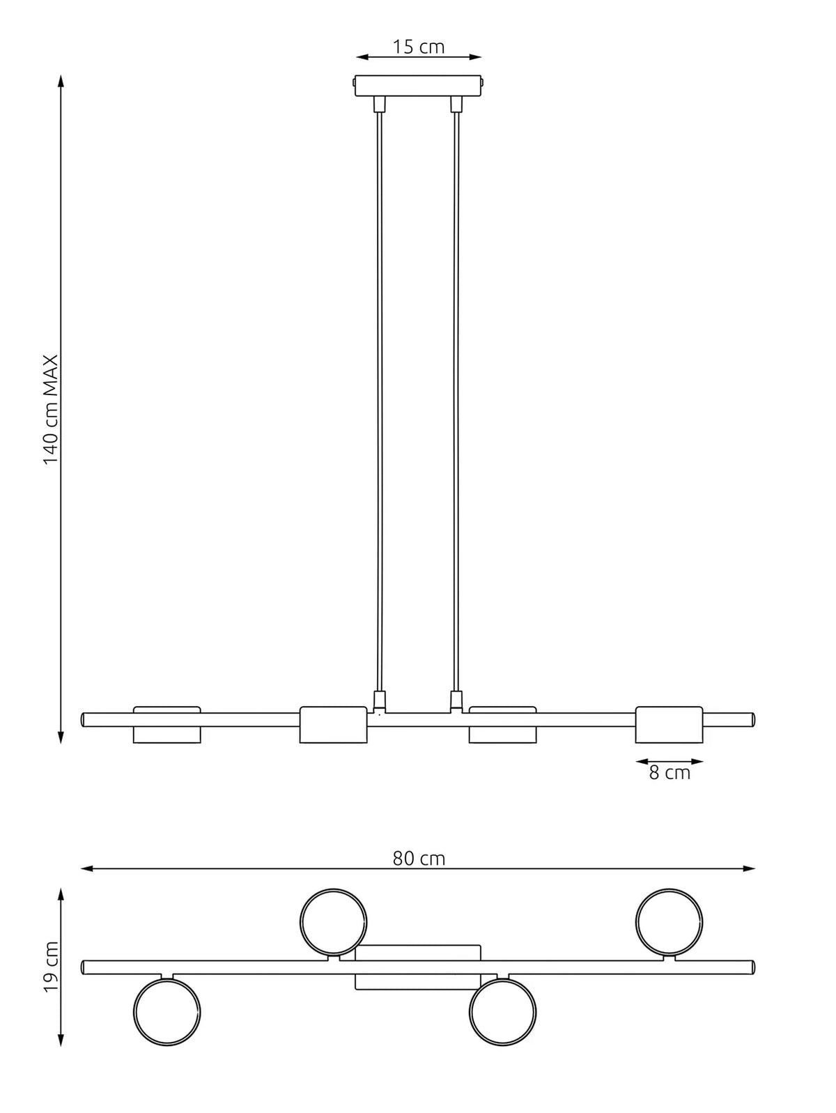 Deckenstrahler Sora Deckenspot Schwarz Stahl 4-flammig 80 cm GX53 LED Leuchte - 5907106011556