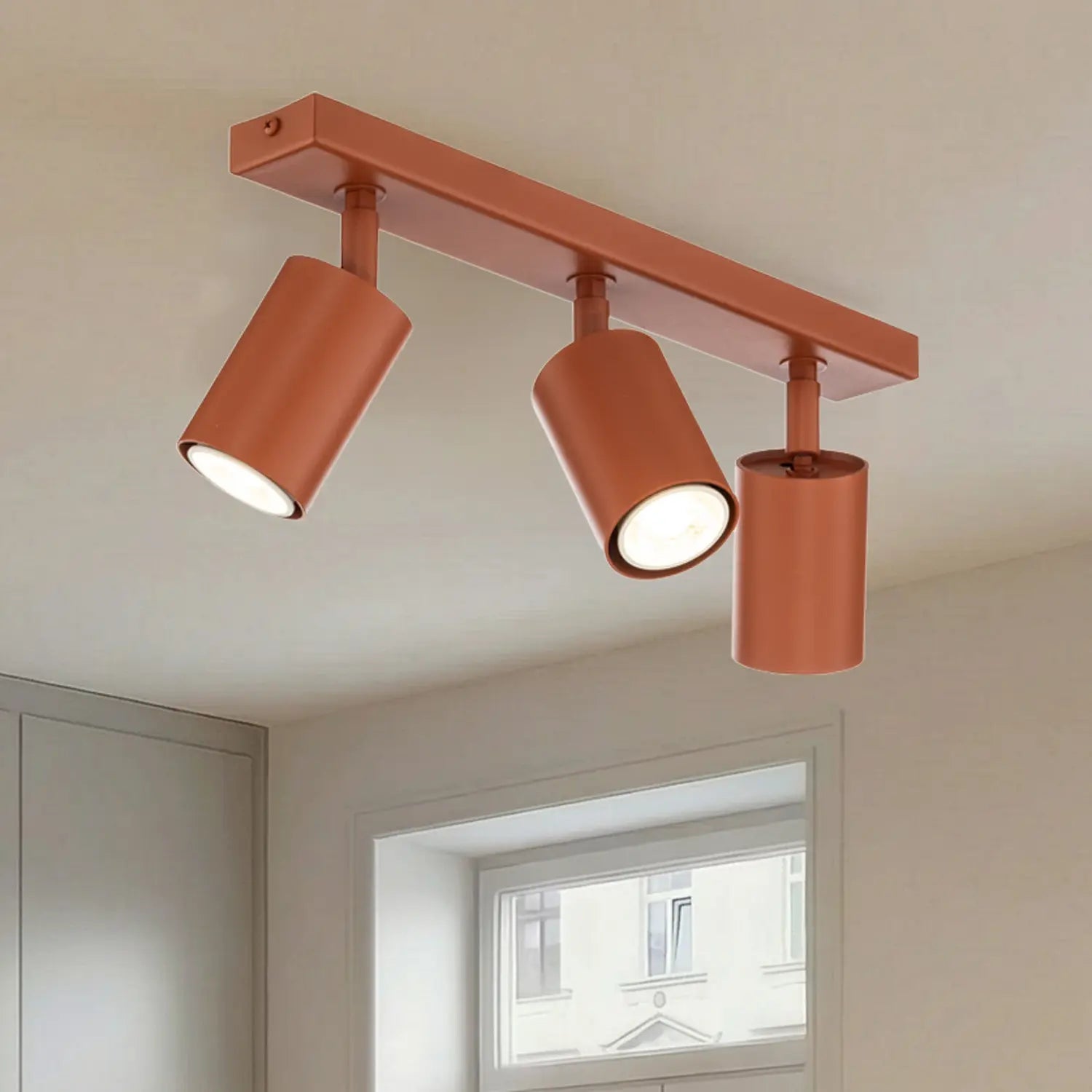 B-Ware Deckenstrahler Zoom Deckenleuchte Rot Stahl Leuchte Gu10 3 Flg Lampenspot - 5907555378439