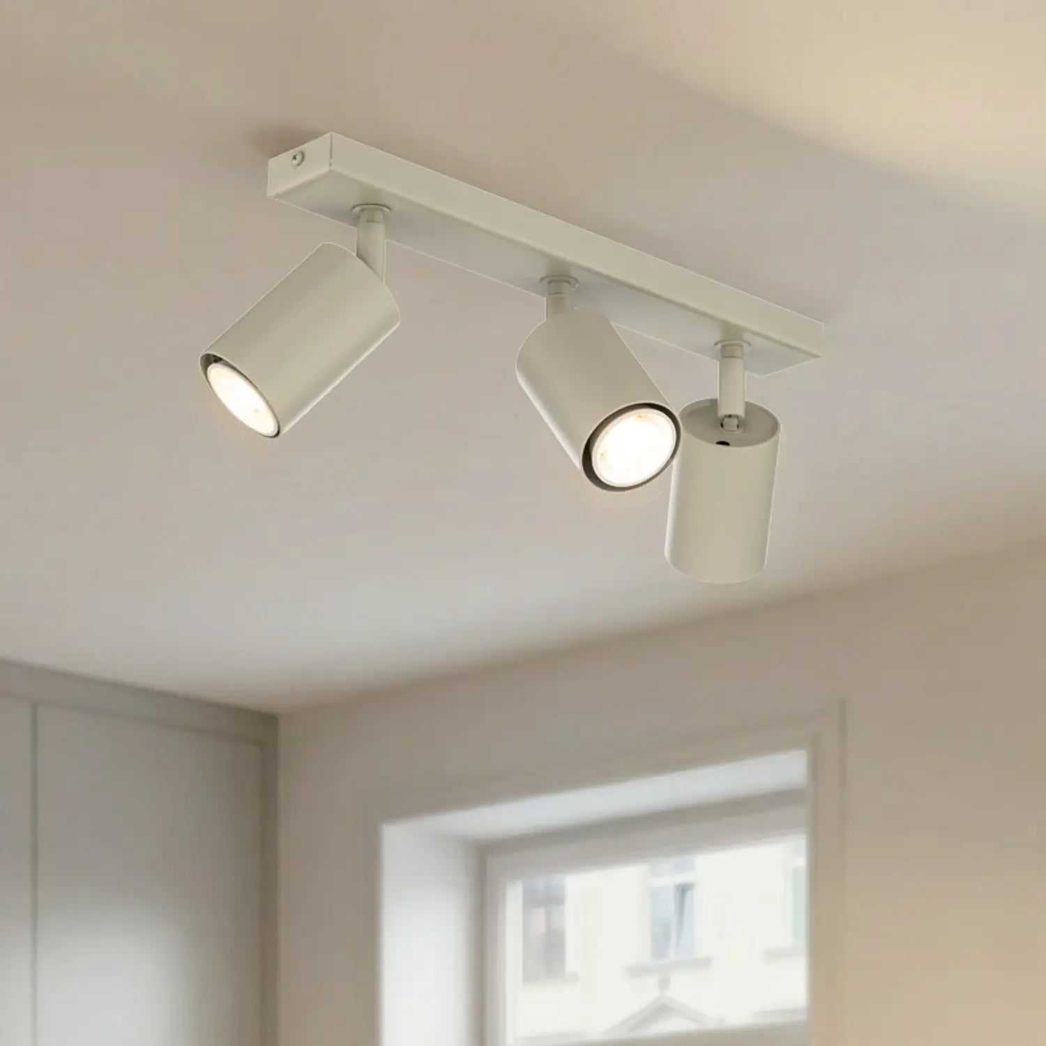 B-Ware Deckenstrahler Spot Zoom Lampe Grau Beige Stahl Deckenleuchte Gu10 3 Flg  - 5907555378460