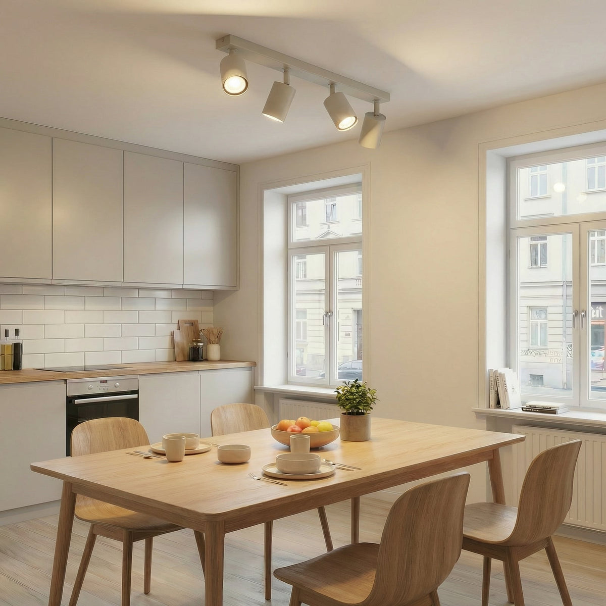 Zoom Deckenstrahler Deckenleuchte Strahler 4-flammig Stahl grau beige GU10 - 5907555378477