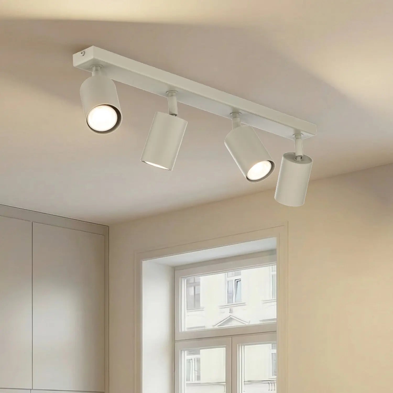 B-Ware Zoom Deckenstrahler Deckenleuchte Strahler 4 Flammig Stahl Grau Beige Gu10 - 5907555378477