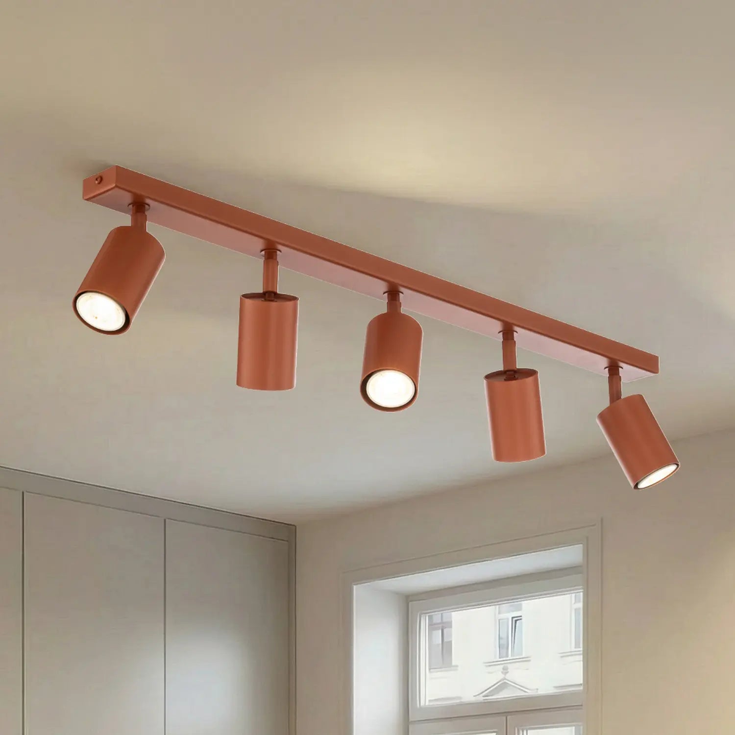 B-Ware Deckenstrahler Zoom Deckenspot Lampe Rot Stahl Pulverbeschichtet Gu10 5 Flg - 5907555378453