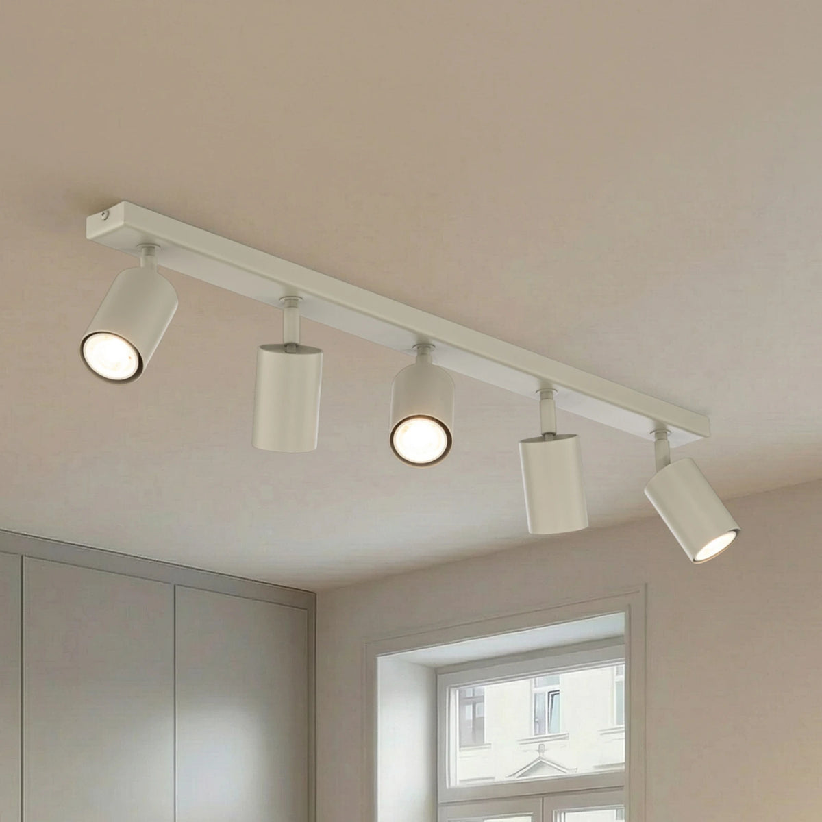 Deckenstrahler Zoom Deckenleuchte Strahler grau beige Stahl 5-flg Lampe GU10927 - 5907555378484