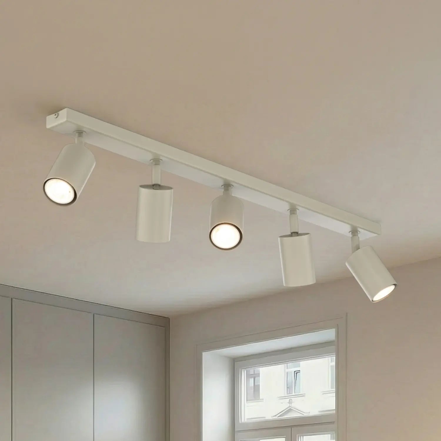 B-Ware Deckenstrahler Zoom Deckenleuchte Strahler Grau Beige Stahl 5 Flg Lampe Gu10 - 5907555378484