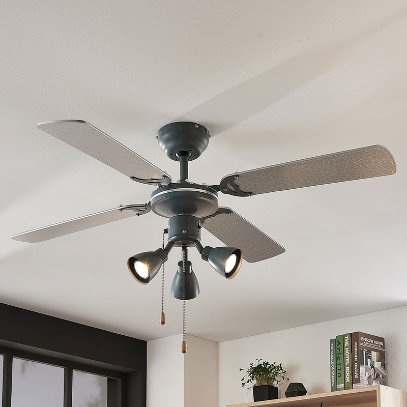 B-Ware Lindby Deckenventilator Anneke Leuchte Lampe Deckenlampe Silber Grau - 4251096556292