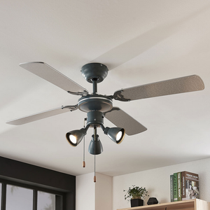 B-Ware Lindby Deckenventilator Anneke Leuchte Lampe Deckenlampe Silber Grau