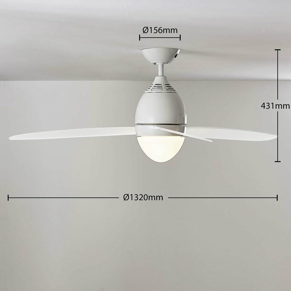 B-Ware Lindby Deckenventilator Deckenlampe Deckenlampe Piara Beleuchtet Weiß Glänzend - 4251096556254