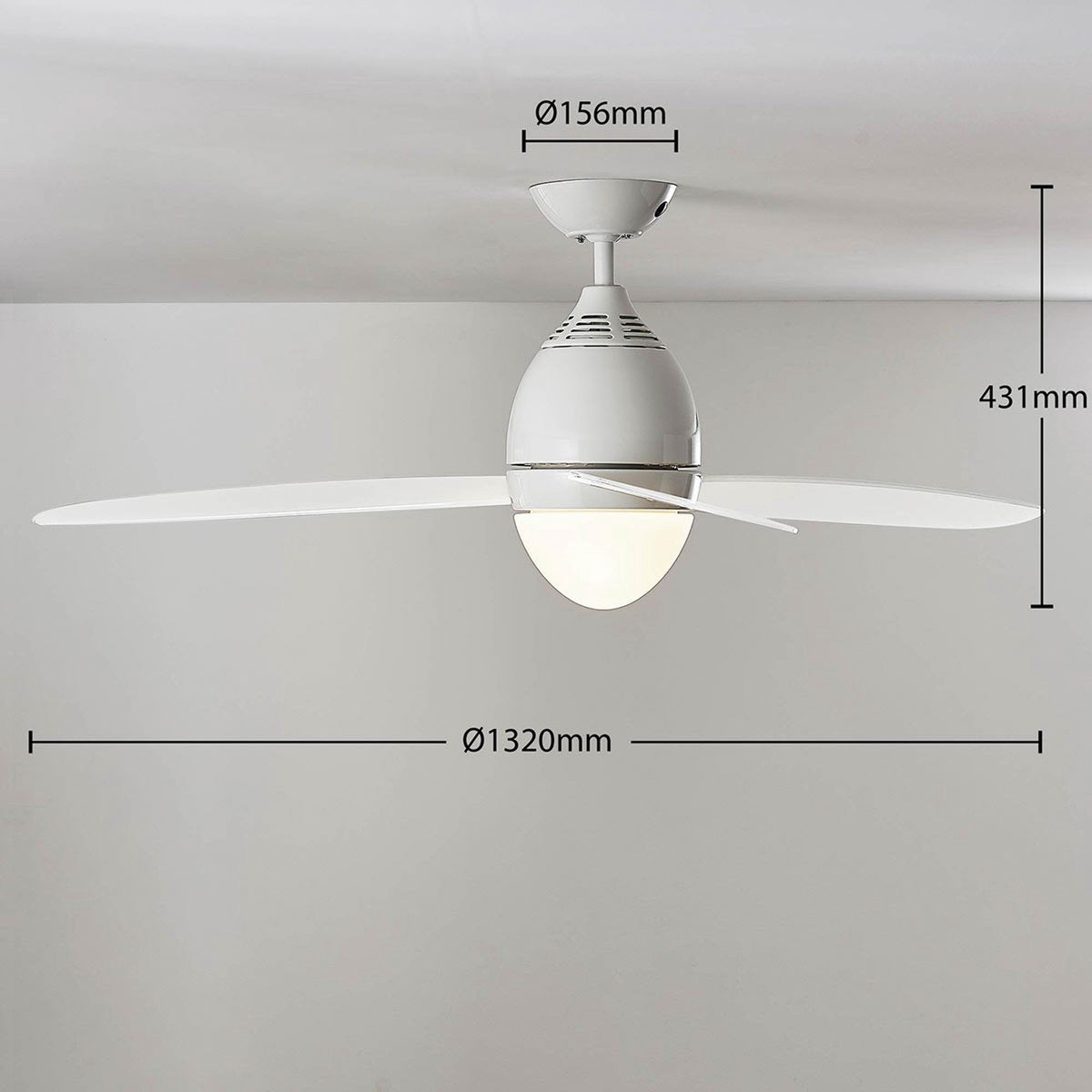 Lindby Deckenventilator Deckenlampe Deckenlampe Piara beleuchtet weiß glänzend - 4251096556254