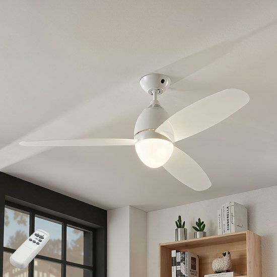 B-Ware Lindby Deckenventilator Deckenlampe Deckenlampe Piara Beleuchtet Weiß Glänzend - 4251096556254