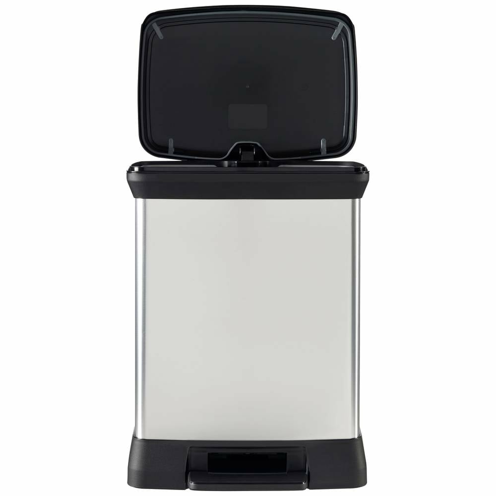 B-Ware Curver Deco Bin 240642 Mülleimer 30 L Abfalleimer Treteimer Silber Schwarz - 3253922164245