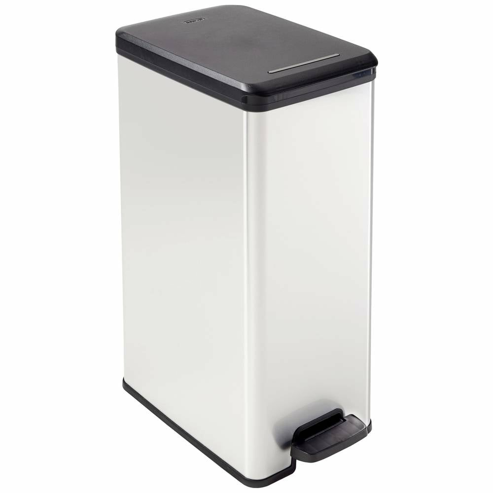 B-Ware Curver Deco Bin 240640 Mülleimer 40l Mülltonne Treteimer Tonne Eimer Silber 1 St - 3253922340304