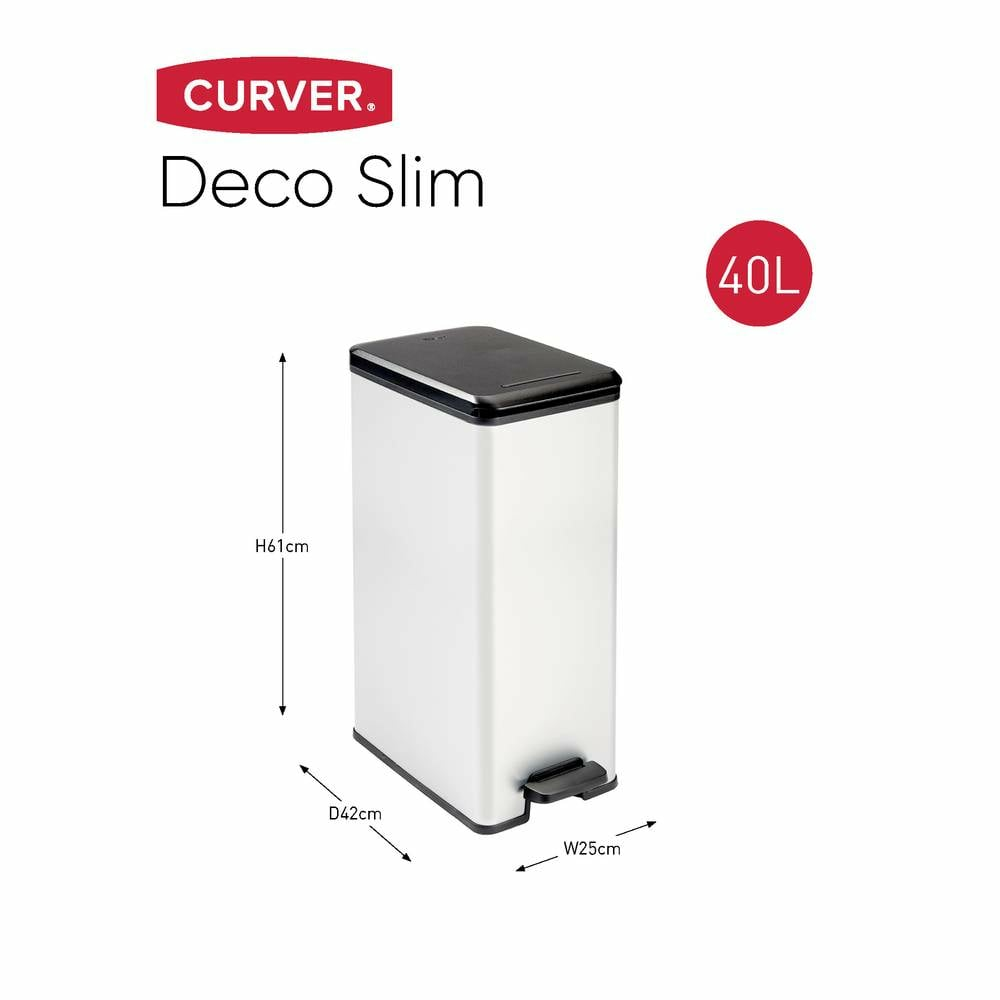 B-Ware Curver Deco Bin 240640 Mülleimer 40l Mülltonne Treteimer Tonne Eimer Silber 1 St - 3253922340304