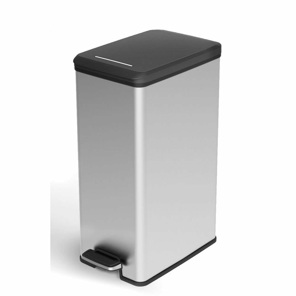 B-Ware Curver Deco Bin 240640 Mülleimer 40l Mülltonne Treteimer Tonne Eimer Silber 1 St - 3253922340304