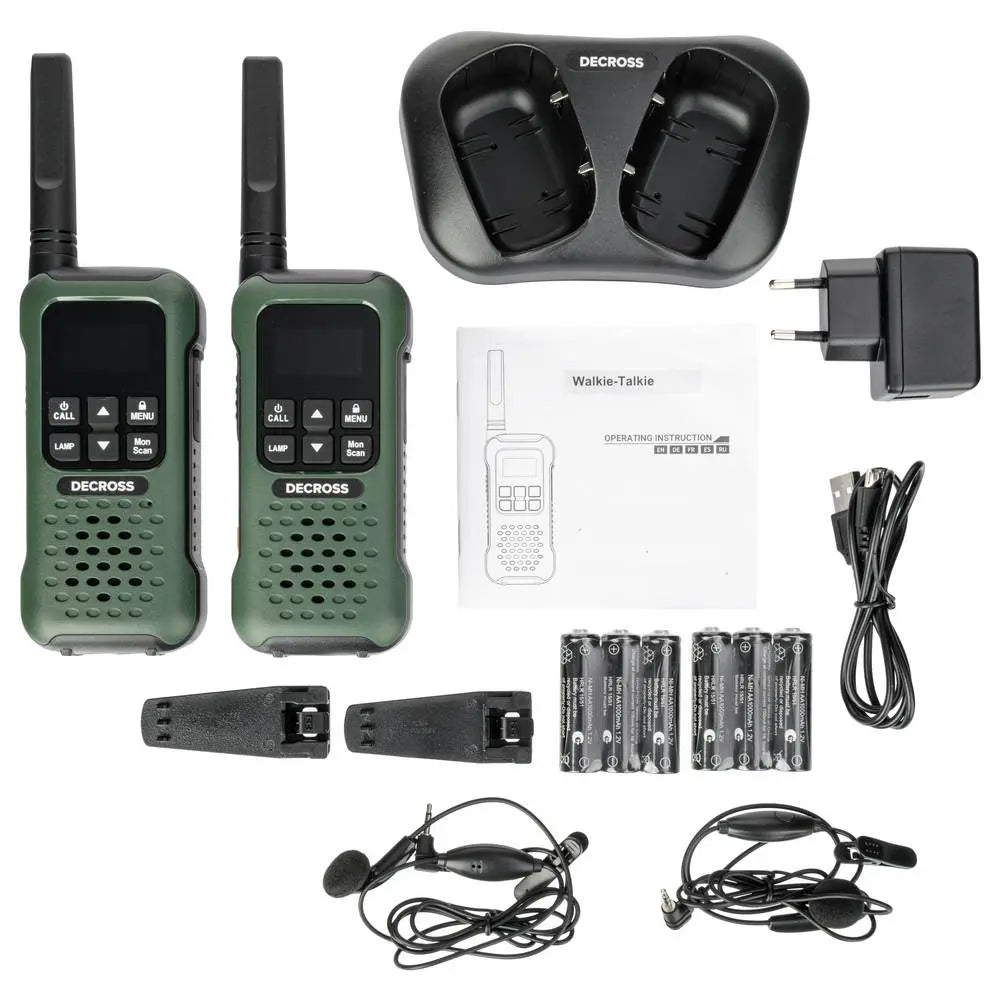 B-Ware Decross Funkgerät Walkie Talkie Pmr Dunkelgrün Ladegerät Gürtelclip Akku 2er Set - 4751042900051