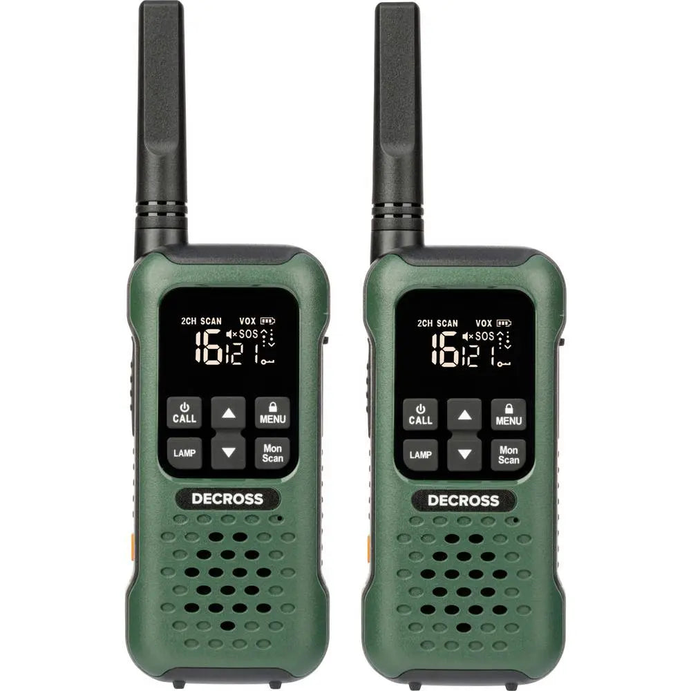 B-Ware Decross Funkgerät Walkie Talkie Pmr Dunkelgrün Ladegerät Gürtelclip Akku 2er Set - 4751042900051