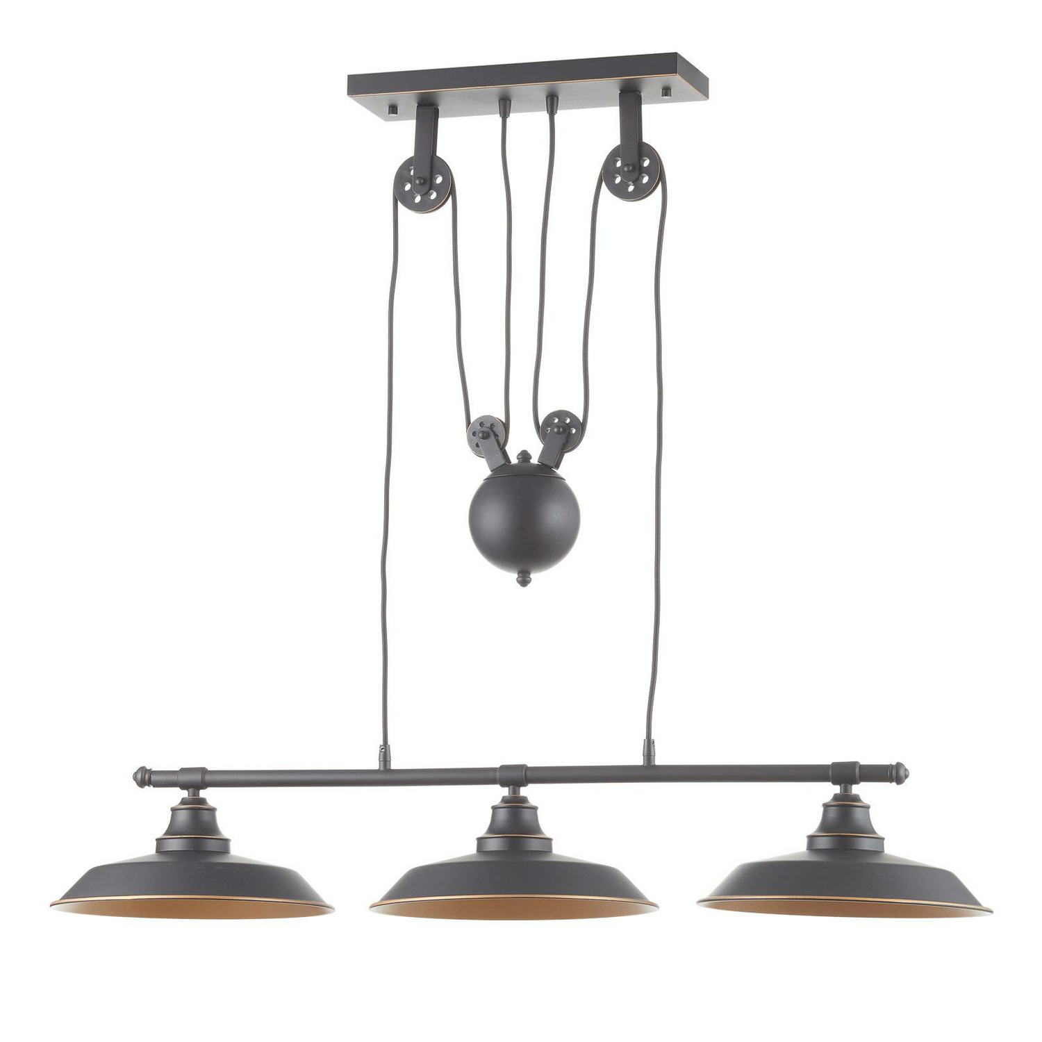 Suspension Westinghouse Iron Hill, 3 ampoules E27, noire