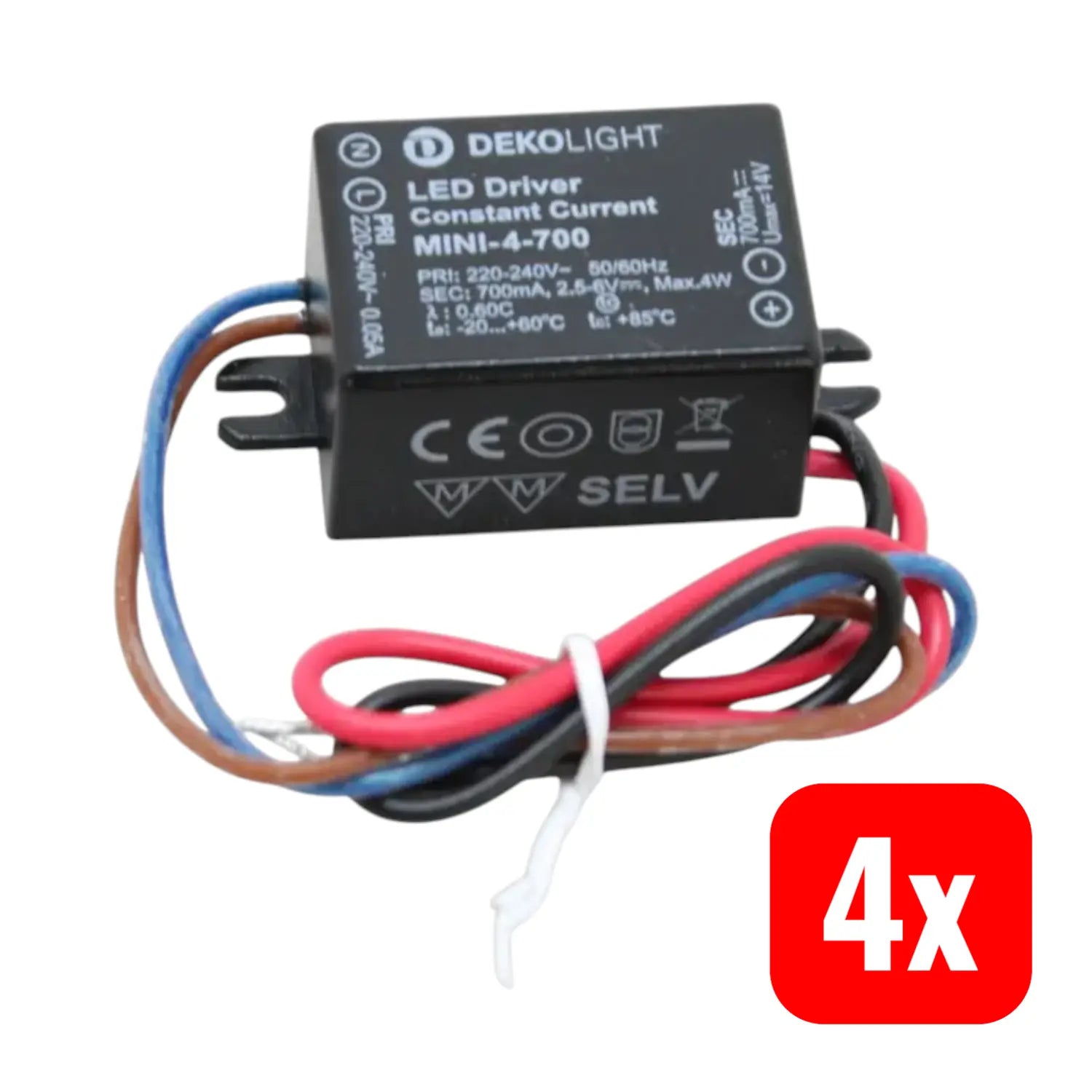 B-Ware Deko Light Led Treiber Konstantstrom Mini Ip65 Schwarz 4 W 700m A 4 Stück - 4042943170880