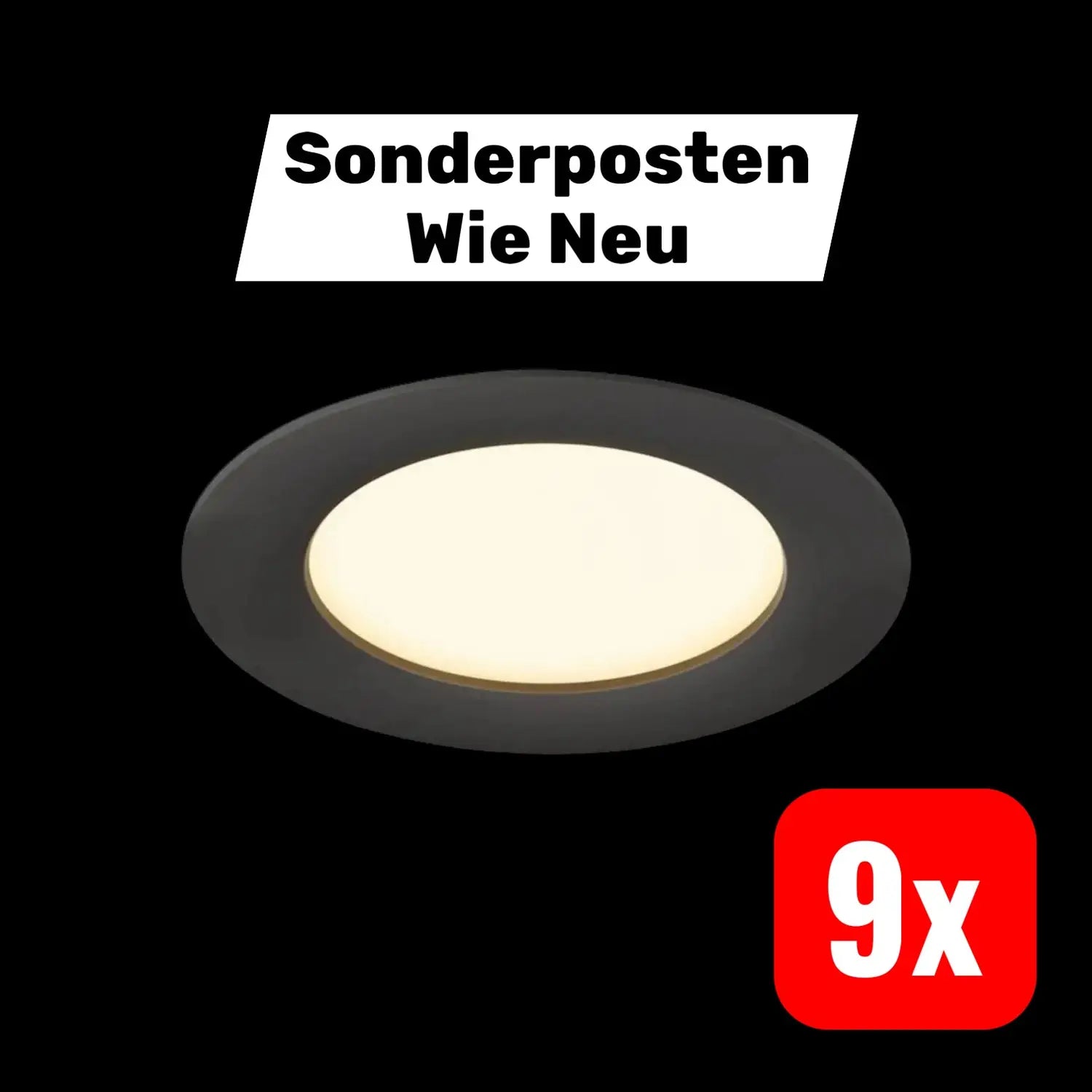 B-Ware Slv Downlight Abdeckung Ersatzteil Schwarz Polycarbonat Rund 106mm 9 Stück - 4024163278447