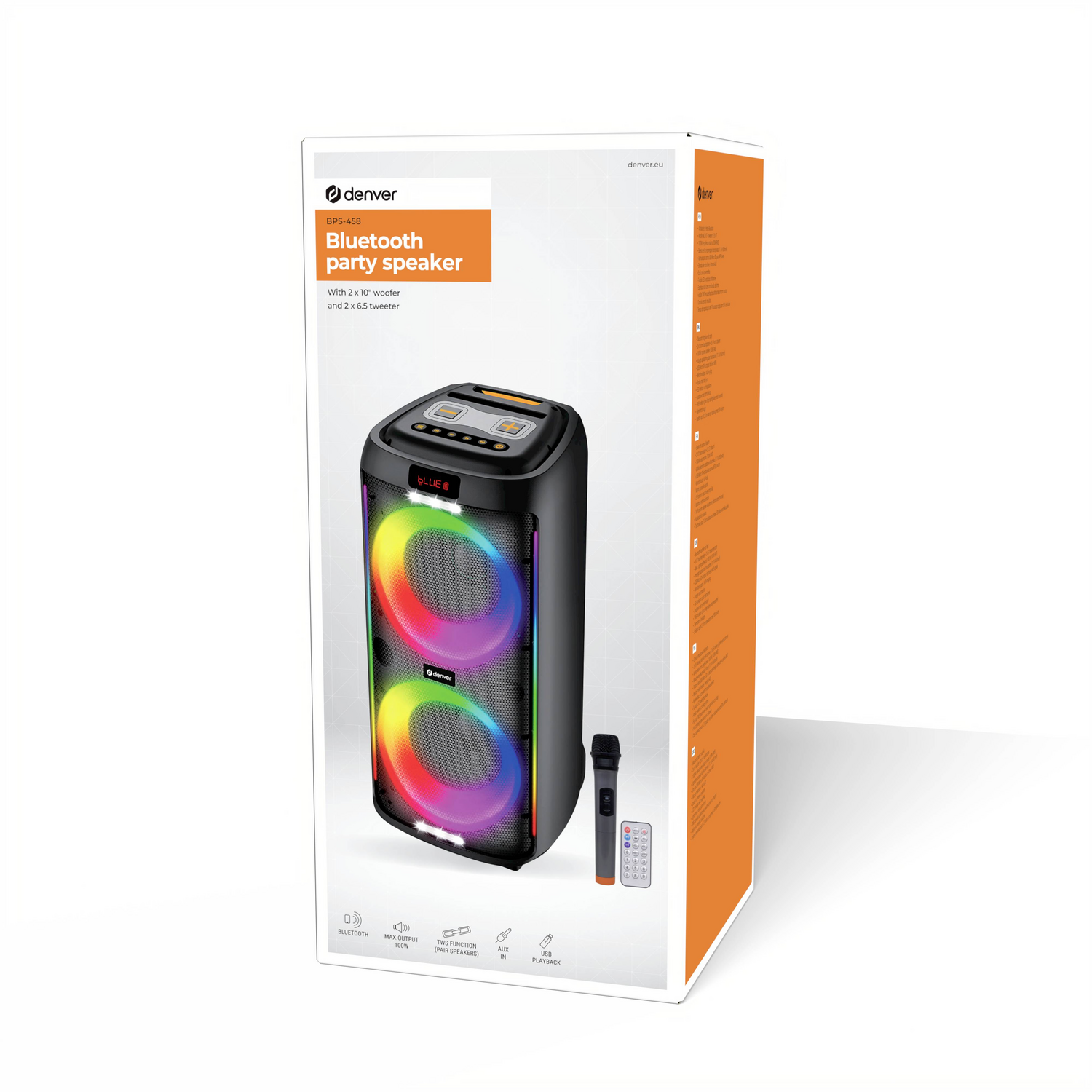 Denver Bps458 Lautsprecher Usb Aux Schwarz Musikbox Speaker Party Lautsprecher B-Ware - 5706751074509
