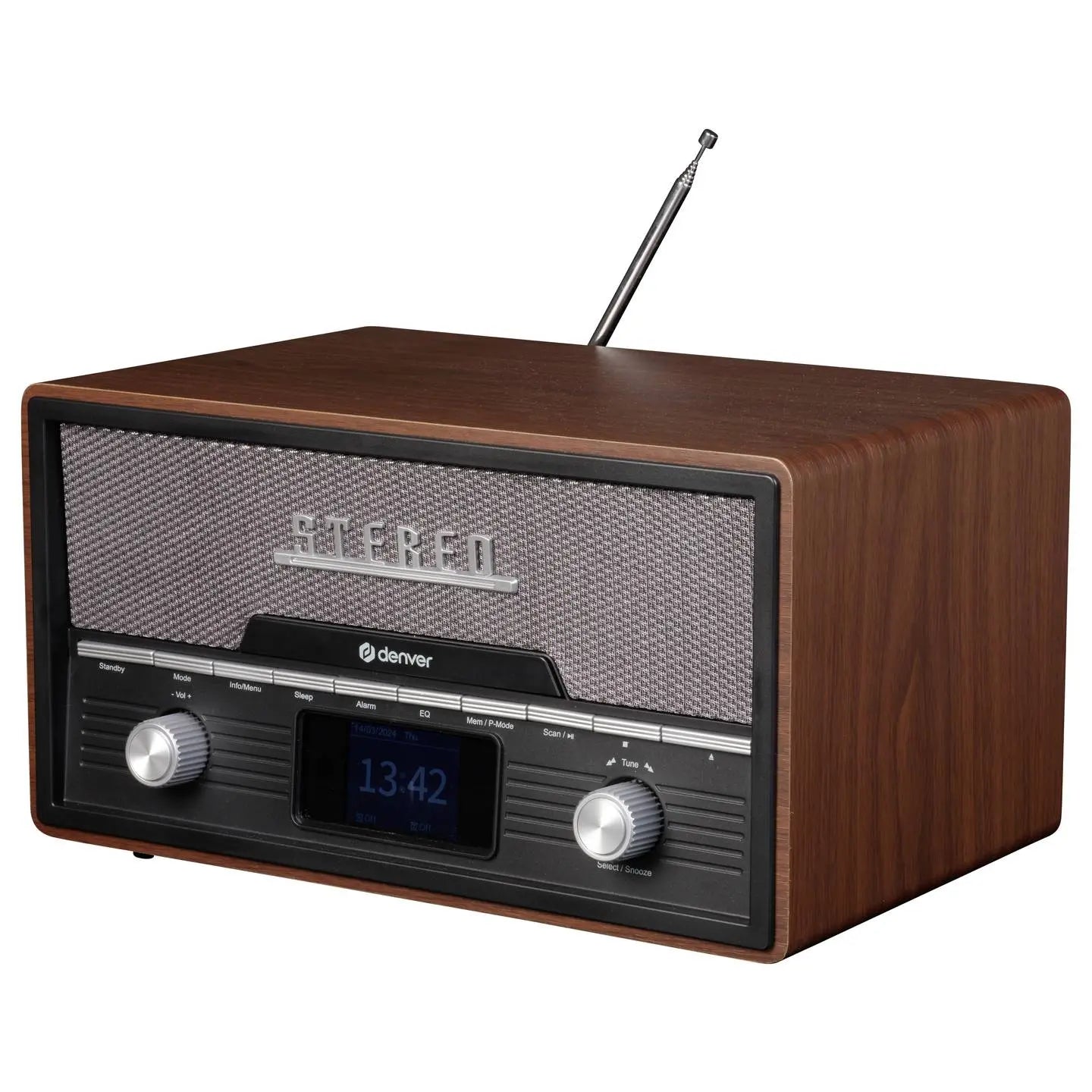 B-Ware Denver Tischradio Radio Musikanlage Dab Fm Bluetooth Cd Usb Holz Braun - 5706751073472