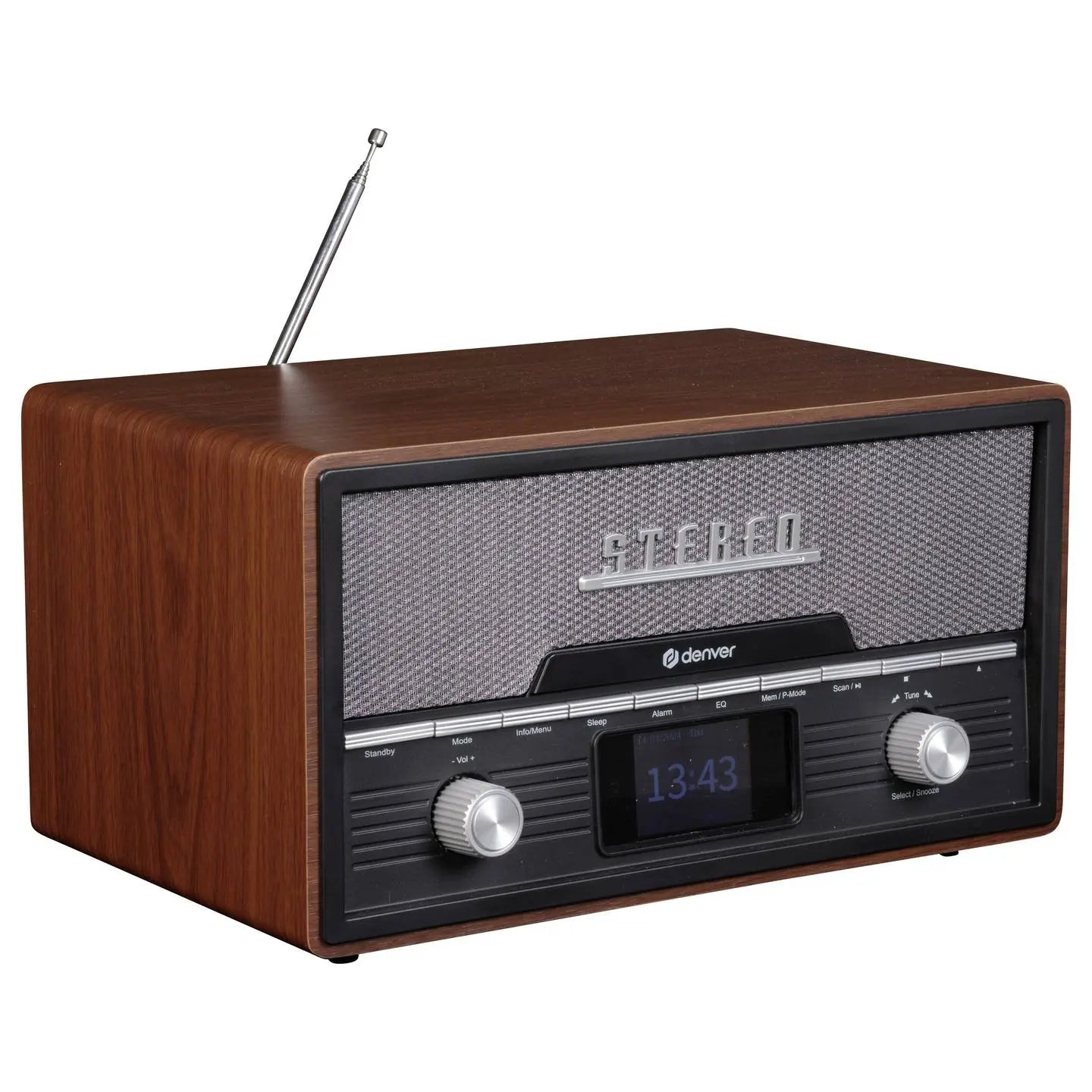 B-Ware Denver Tischradio Radio Musikanlage Dab Fm Bluetooth Cd Usb Holz Braun - 5706751073472