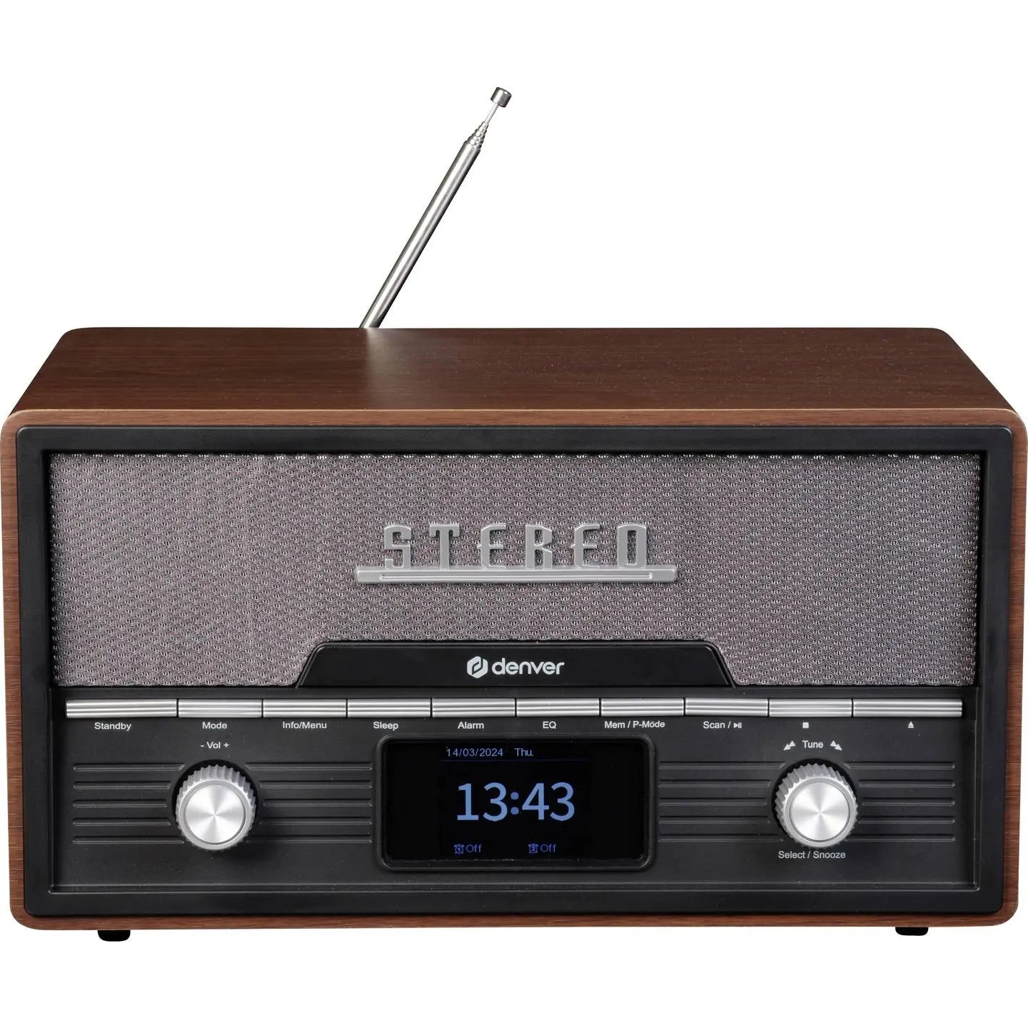 B-Ware Denver Tischradio Radio Musikanlage Dab Fm Bluetooth Cd Usb Holz Braun - 5706751073472