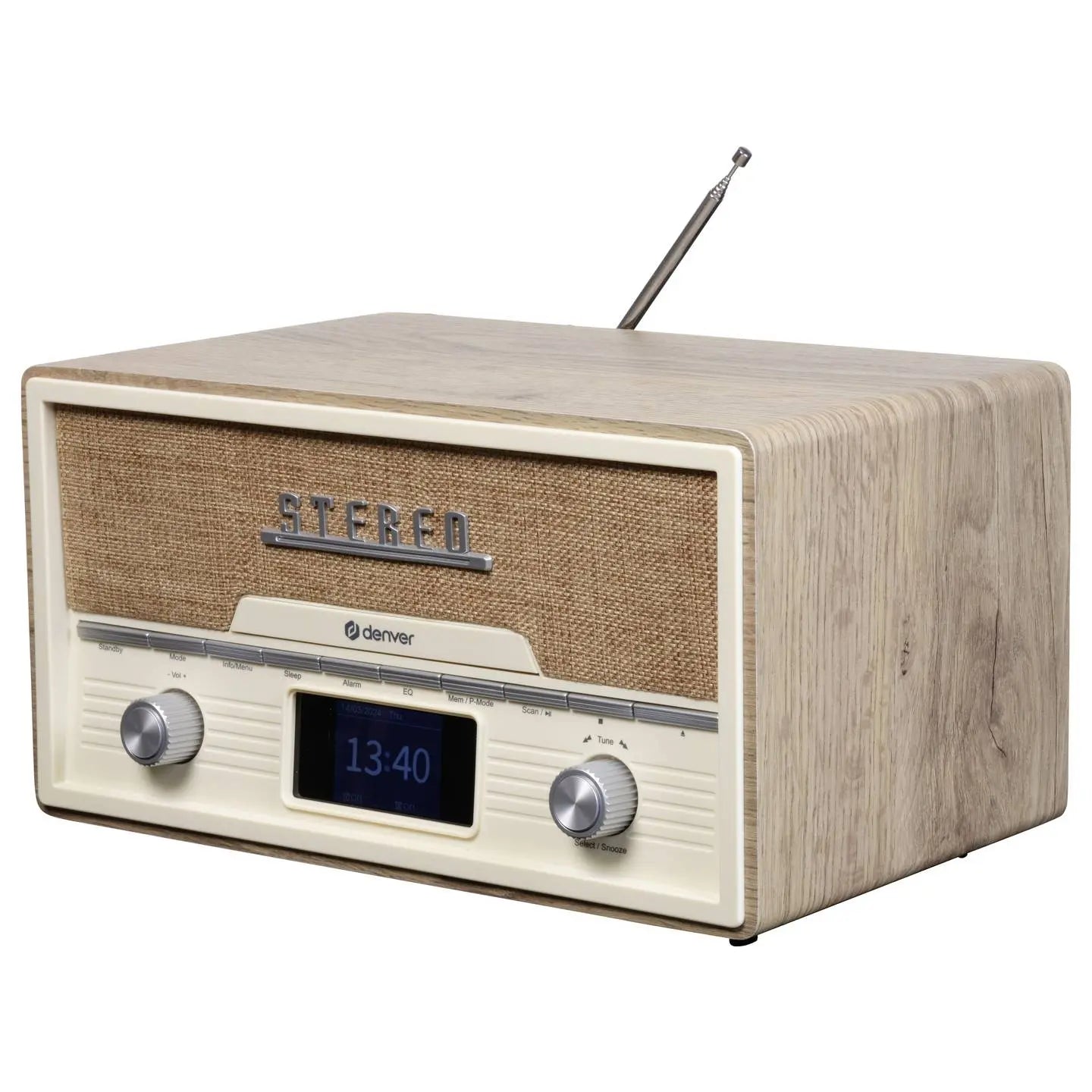 B-Ware Denver Tischradio Radio Dab Ukw Senderspeicher Kopfhörer Usb Holz Hell - 5706751073496