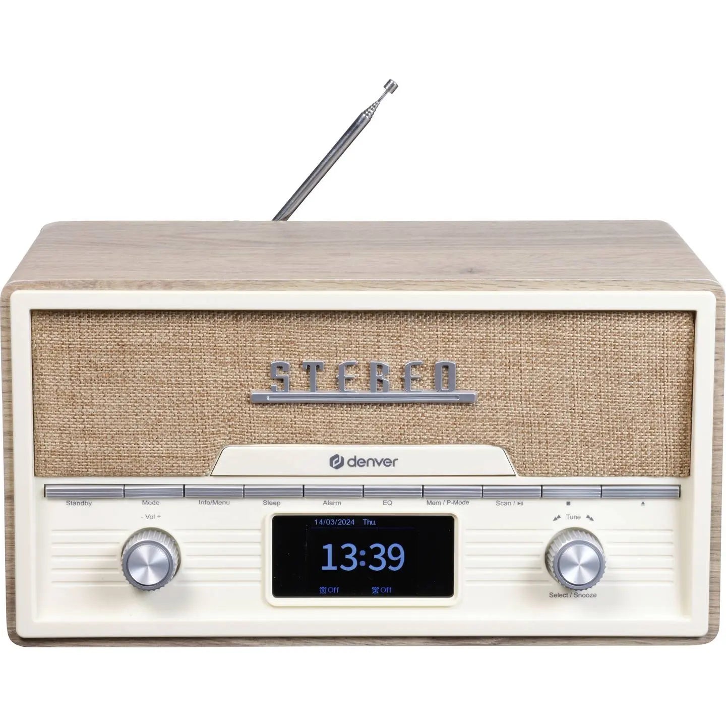 B-Ware Denver Tischradio Radio Dab Ukw Senderspeicher Kopfhörer Usb Holz Hell - 5706751073496