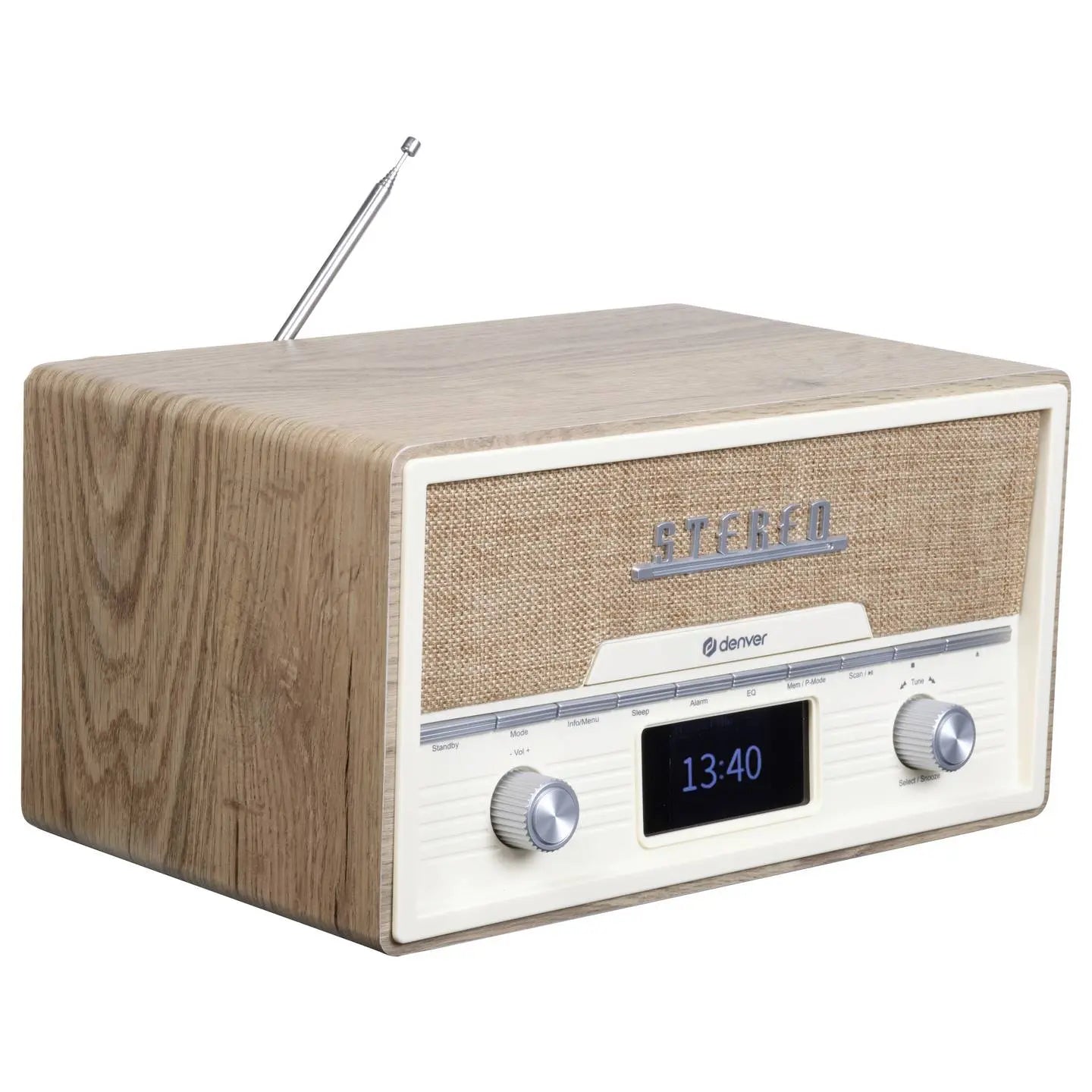 B-Ware Denver Tischradio Radio Dab Ukw Senderspeicher Kopfhörer Usb Holz Hell - 5706751073496