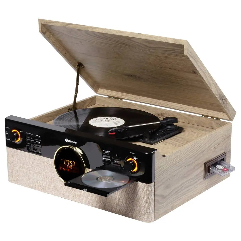 B-Ware Denver Stereoanlage Musikcenter Plattenspieler Cd Kassette Dab+ Radio Bt Holz - 5706751088926