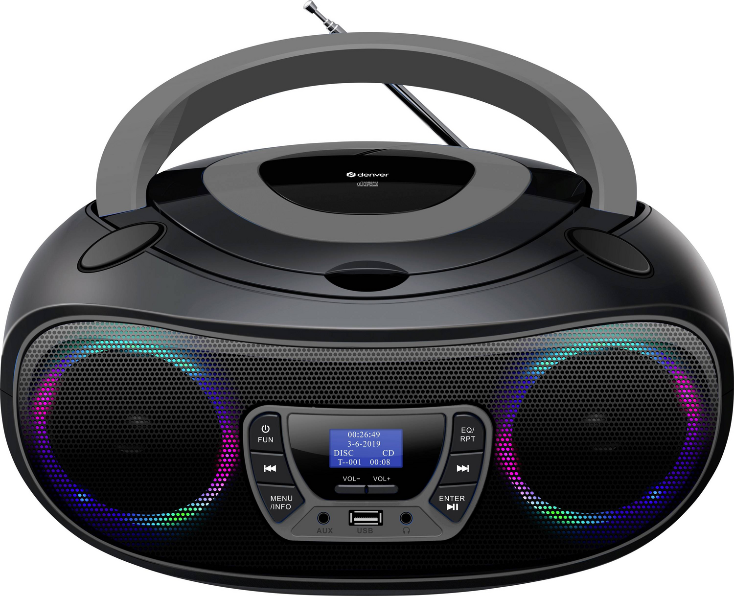 Denver Tdb 212 Gr Cd Radio Dab+ Dab Fm Aux Usb Bluetooth Cd Schwarz Grau Speaker B-Ware