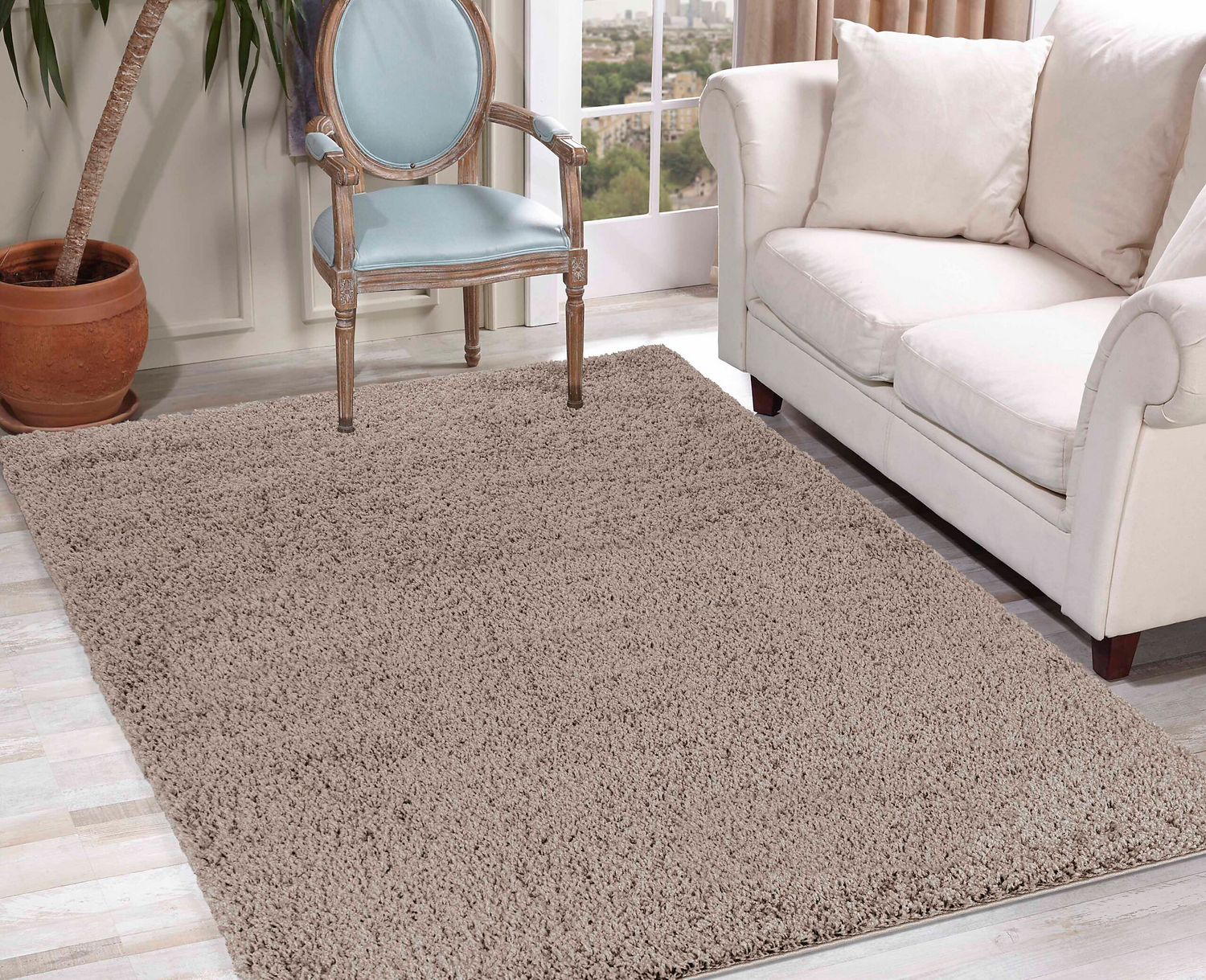 B-Ware Desire Rugs Teppich Shaggy Wohnzimmer Hochflor 60 × 110 Cm Hellbeige