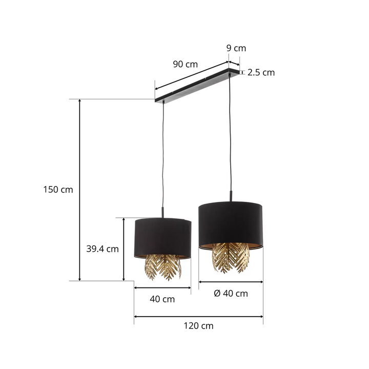 Lucande Malviras Stoff Hängelampe Blattdeko Hängeleuchte Leuchte Lampe Spot E27 B-Ware - 4251911752311