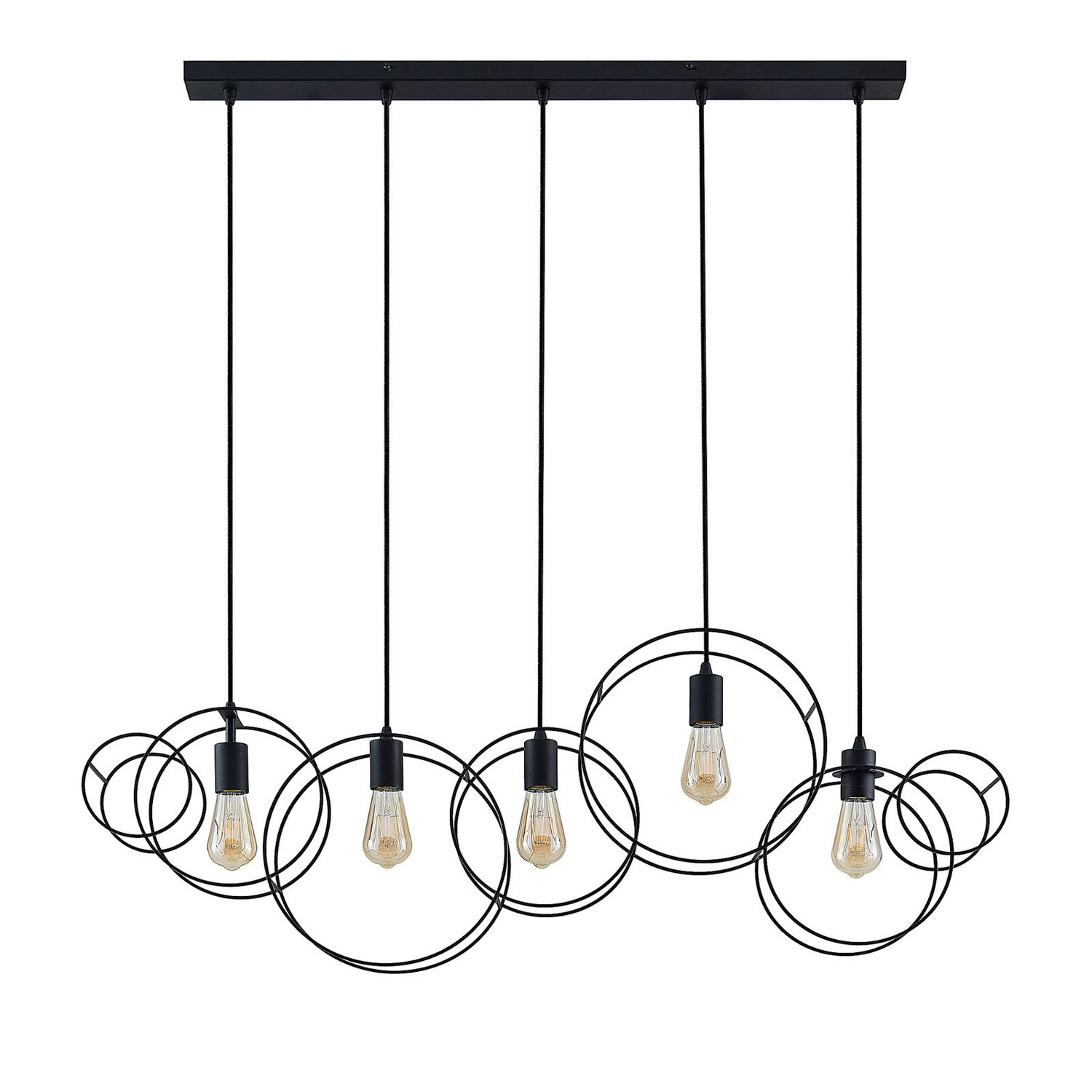 Lucande Andrik Hängeleuchte Hängelampe Lampe Leuchte 5 Flmg. E27 Kreise Schwar B-Ware - 4251911702217