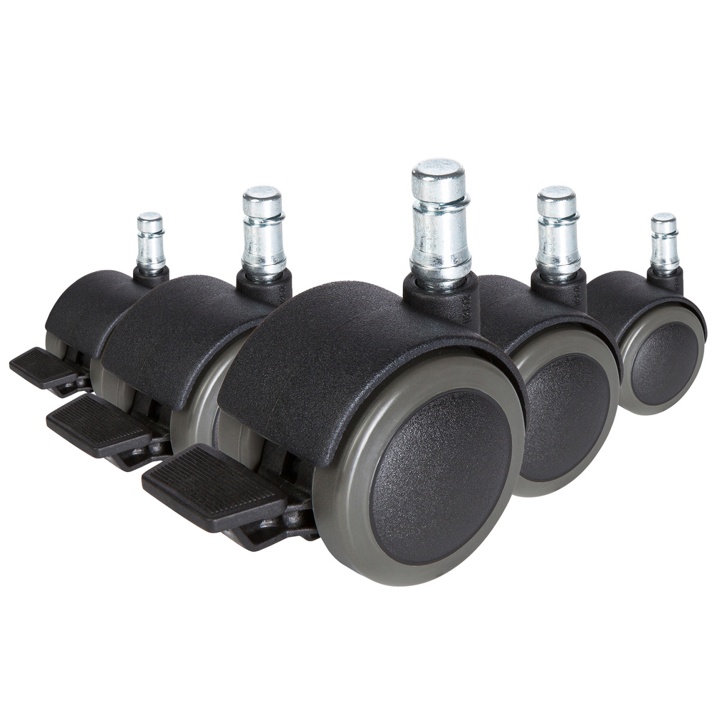 Hjh Office Rollen Räder Hartbodenrollen Schwarz Feststellbremse 10mm 50mm 5er B-Ware