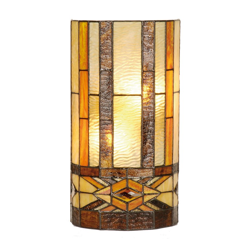 LumiLamp Wandleuchte Tiffany 20x11x36 cm Beige Braun Metall Glas Wandlampe Lampe