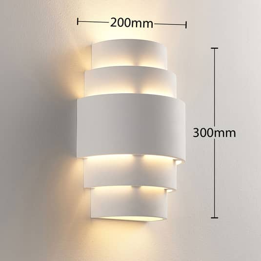 Lindby Marit LED-Gips-Wandleuchte Wandleuchte Lampe Leuchte stufenförmig weiß