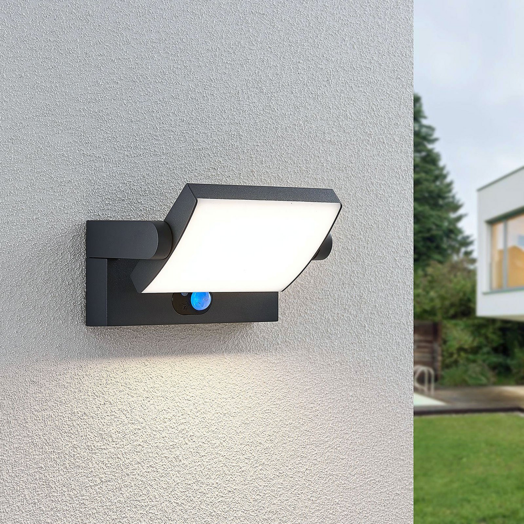 Lindby LED-Solar-Außenwandlampe Außenwandleuchte Wandlampe Sherin Lampe Sensor