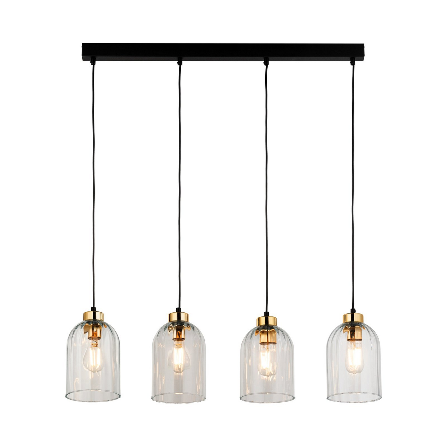 B-Ware Glas-Hängeleuchte Satipo vierflammig transparent Deckenlampe Deckenleuchte Lampe