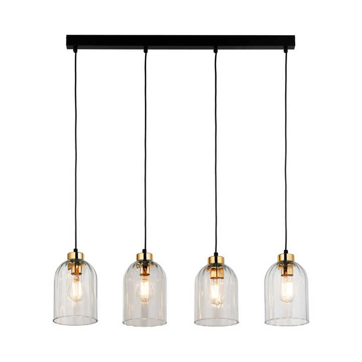 Glas-Hängeleuchte Satipo vierflammig transparent Deckenlampe Deckenleuchte Lampe