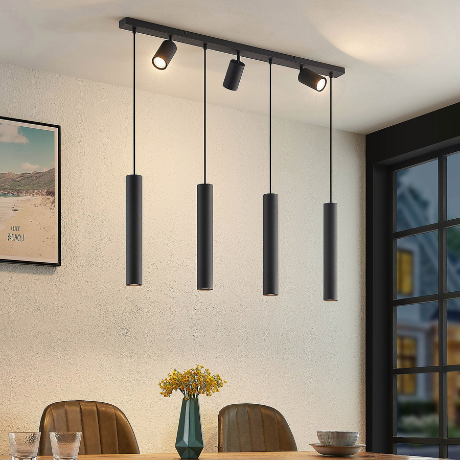 Lindby Sanad Hängeleuchte Hängeleuchte Lampe Leuchte Schwarz 7 Flammig Längl501 B-Ware - 4251911702897